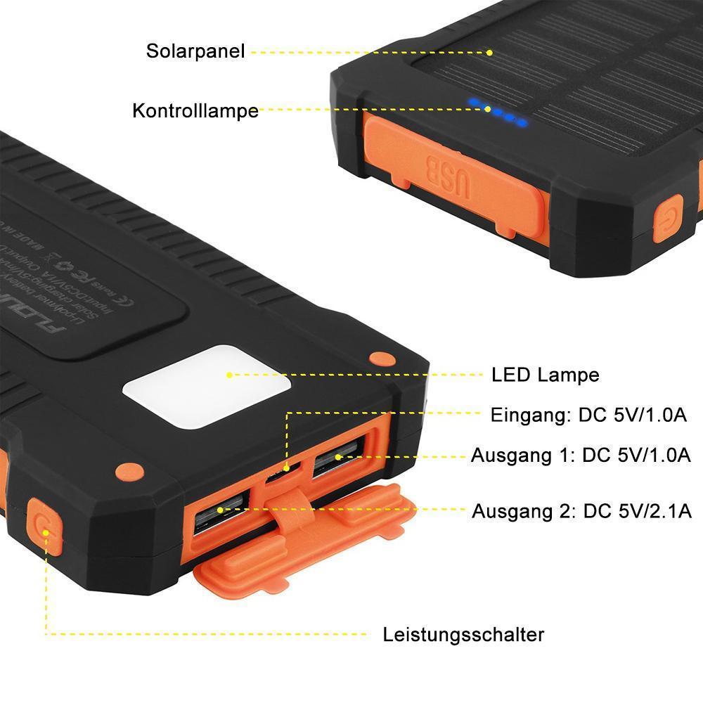 Wasserdichte Solarenergiebank mit Taschenlampe