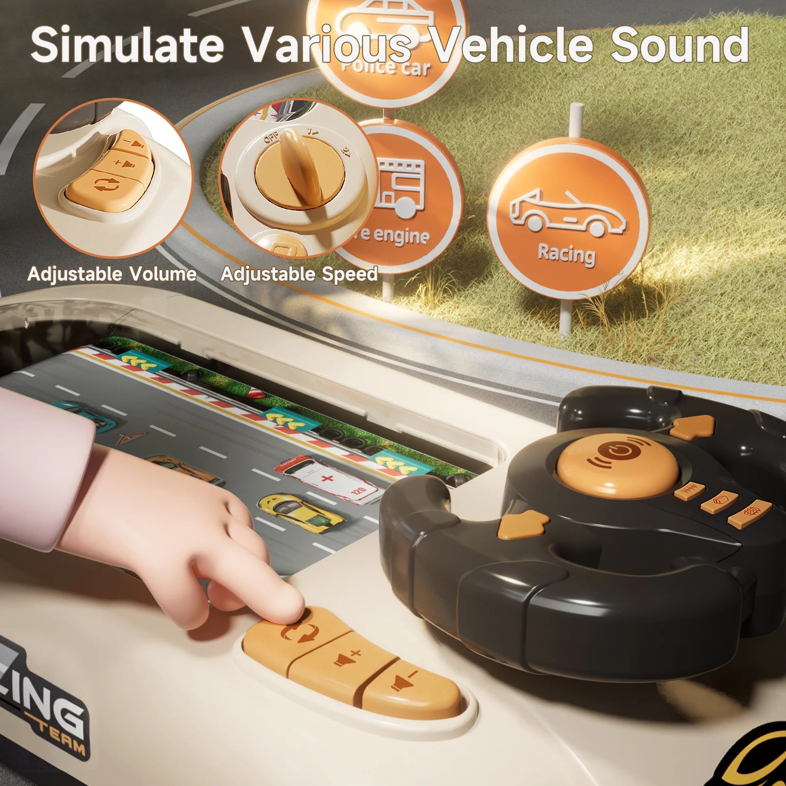 Children's steering wheel operation obstacle avoidance game machine simulates steering wheel racing car