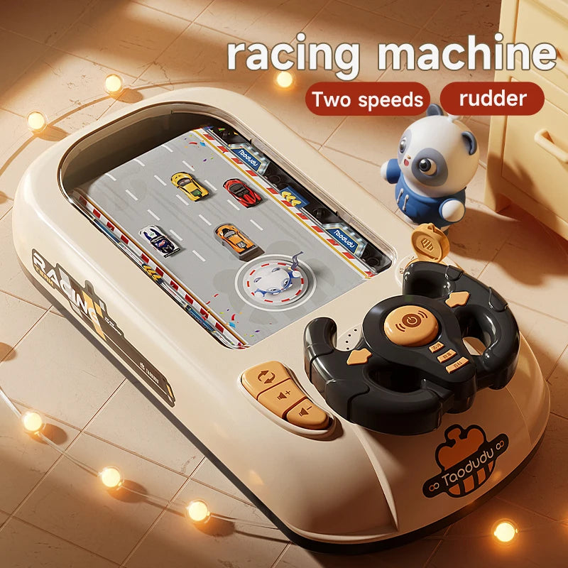 Children's steering wheel operation obstacle avoidance game machine simulates steering wheel racing car