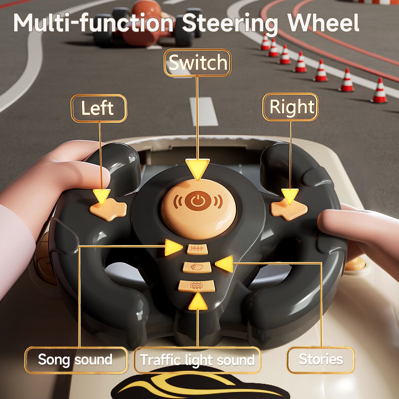 Children's steering wheel operation obstacle avoidance game machine simulates steering wheel racing car